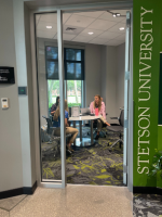 Employers meeting in interview rooms with students